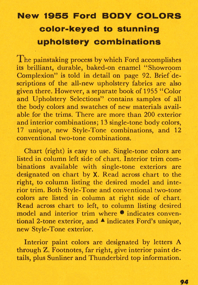 All the Facts About the 1955 Ford&nbsp;&nbsp; Colors Instructionsd